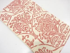 未使用品　手織り真綿紬　花更紗模様織り出し　名古屋帯